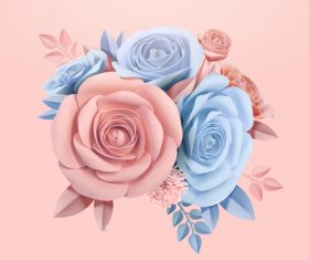 Blue with pink rose valentine illustration vector
