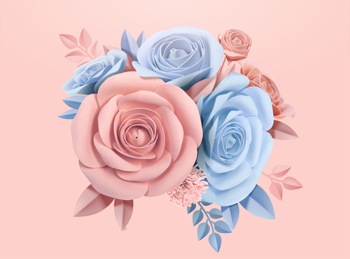 Blue with pink rose valentine illustration vector