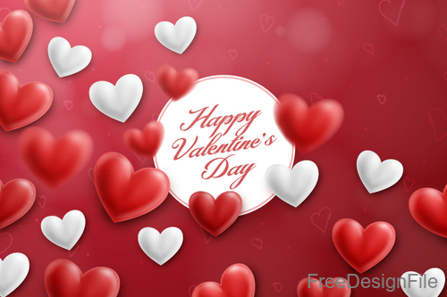 Blurs air heart with valentines day design vector 02