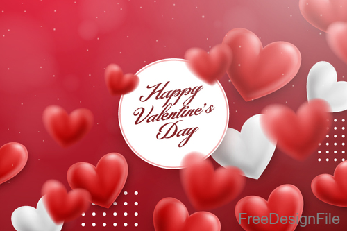 Blurs air heart with valentines day design vector 03