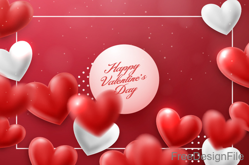 Blurs air heart with valentines day design vector 04
