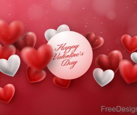Blurs air heart with valentines day design vector 05