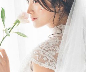 Bride wearing wedding dress Stock Photo 02
