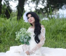 Bride wearing wedding dress Stock Photo 03