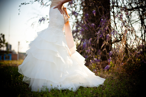 Bride wearing wedding dress Stock Photo 04