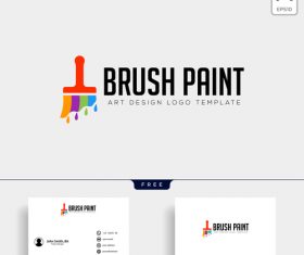 Brush paint logo and business card template vector