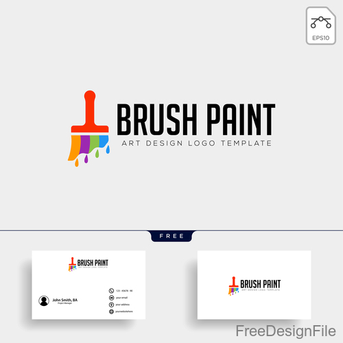 Brush paint logo and business card template vector