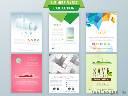 Business flyer with poster modern design vector template 01