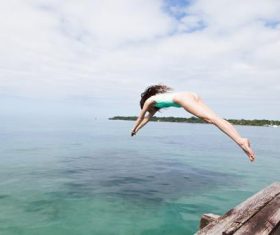 Capture the beauty that jumped into the sea Stock Photo