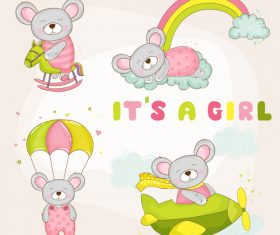 Cartoon baby mouse design vectors 01