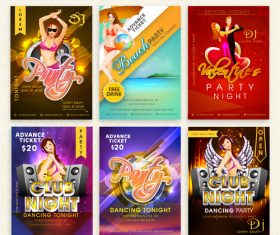 Club night with valentines day party flyer template vector