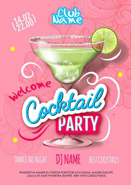 Cocktail party flyer template vectors material 01