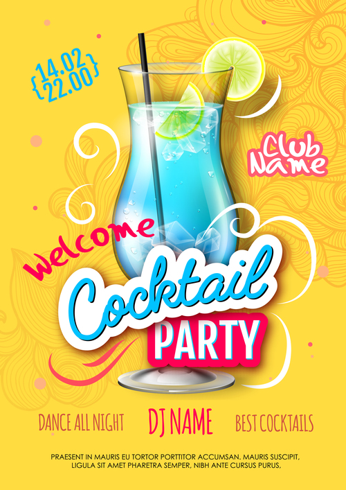 Cocktail party flyer template vectors material 02
