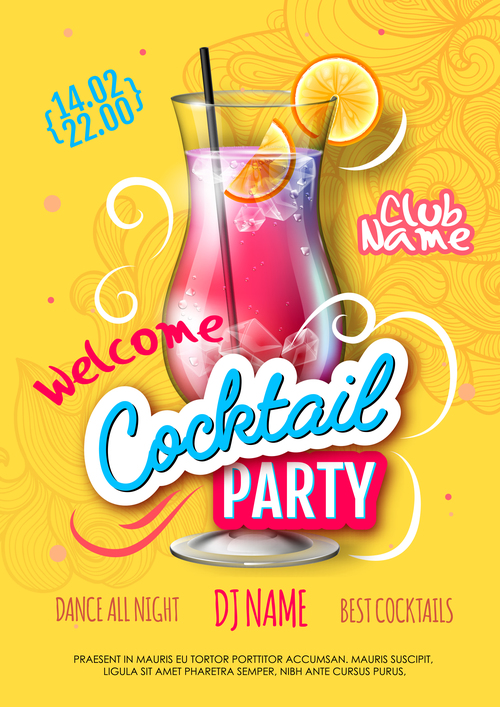 Cocktail party flyer template vectors material 03