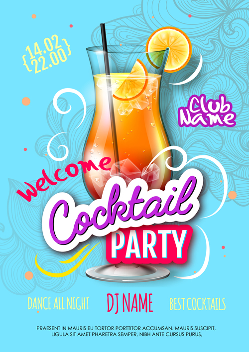 Cocktail party flyer template vectors material 04