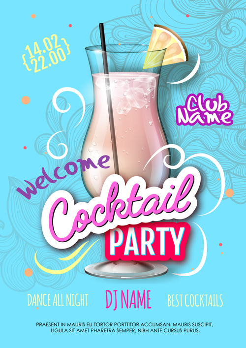 Cocktail party flyer template vectors material 05