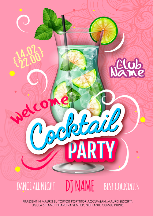 Cocktail party flyer template vectors material 06