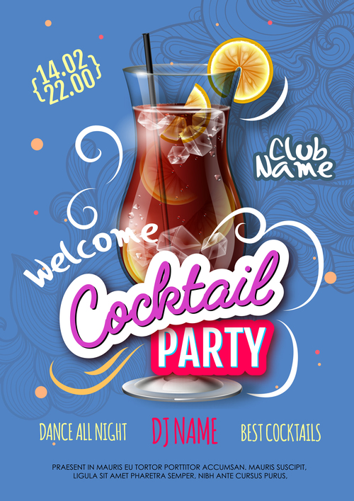 Cocktail party flyer template vectors material 07