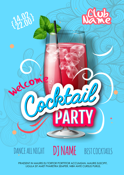 Cocktail party flyer template vectors material 08