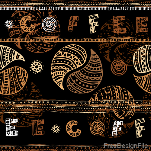 Coffee abstract art seamless pattern vector 01