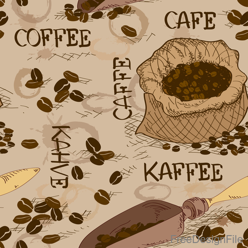 Coffee abstract art seamless pattern vector 02