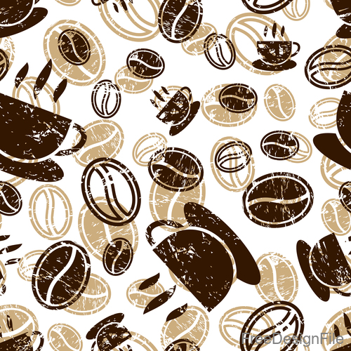 Coffee abstract art seamless pattern vector 03