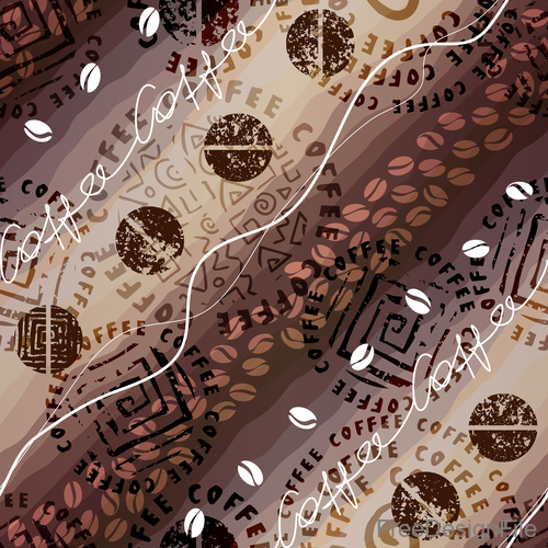 Coffee abstract art seamless pattern vector 05