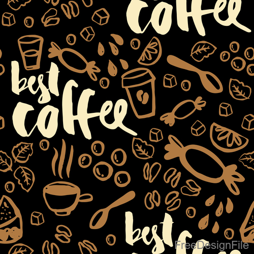 Coffee abstract art seamless pattern vector 06