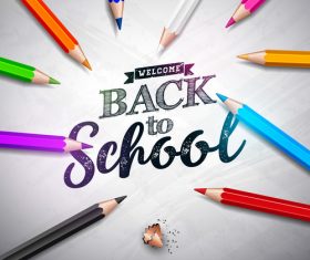 Colored pen with back to school background vector