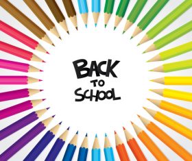 Colored pencil frame with back to school background vector