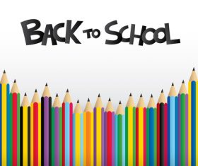 Colored pencil with back to school background vector 01