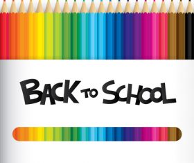 Colored pencil with back to school background vector 02