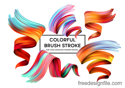Colourful brush stroke illustration vectors material 01