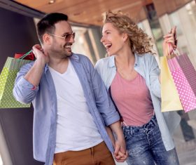 Couple to stroll around the streets Stock Photo 01
