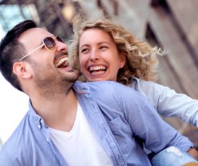 Couple to stroll around the streets Stock Photo 08