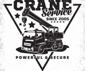 Crane service vintage emblem vector 01