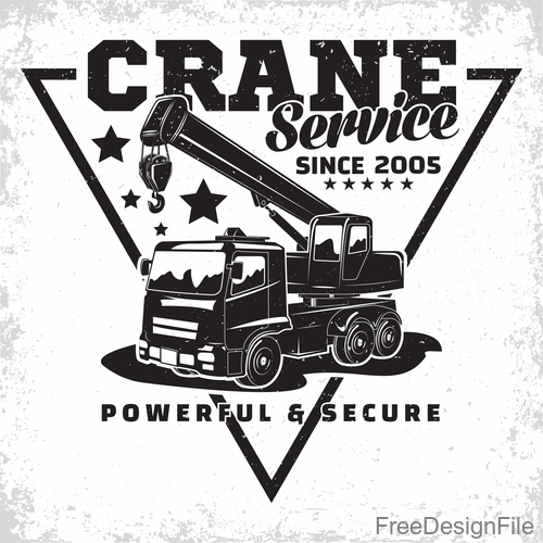 Crane service vintage emblem vector 01