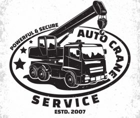 Crane service vintage emblem vector 02