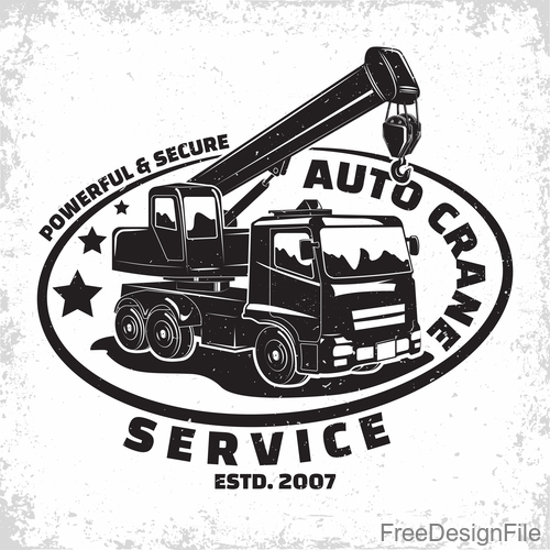 Crane service vintage emblem vector 02