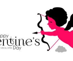 Cupid with Valentines special offer background vector