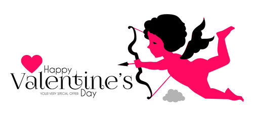 Cupid with Valentines special offer background vector