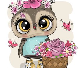 Cute owl girl cartoon vectors 01