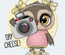 Cute owl girl cartoon vectors 03