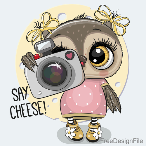 Cute owl girl cartoon vectors 03