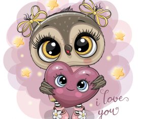 Cute owl girl cartoon vectors 07