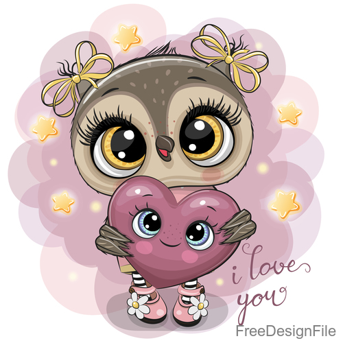 Cute owl girl cartoon vectors 07