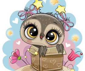 Cute owl girl cartoon vectors 08