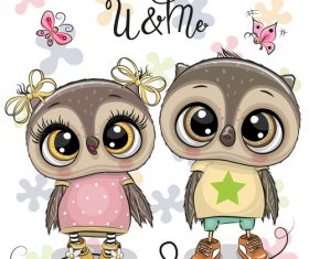 Cute owl girl cartoon vectors 09