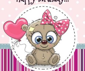 Cute teddy bear birthday card vector