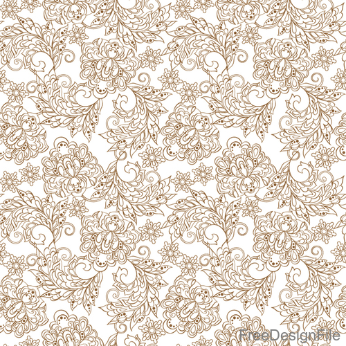 Decor retro floral pattern vector material 02